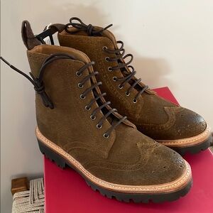 Grenson Anthropologie Emmaline Snuff Brown Suede Lace Up Boot 210886 UK 4 US 6.5